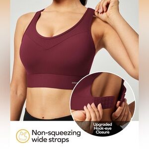 EMEDOOS Women's Maroon Sports Bra size L. New without tags